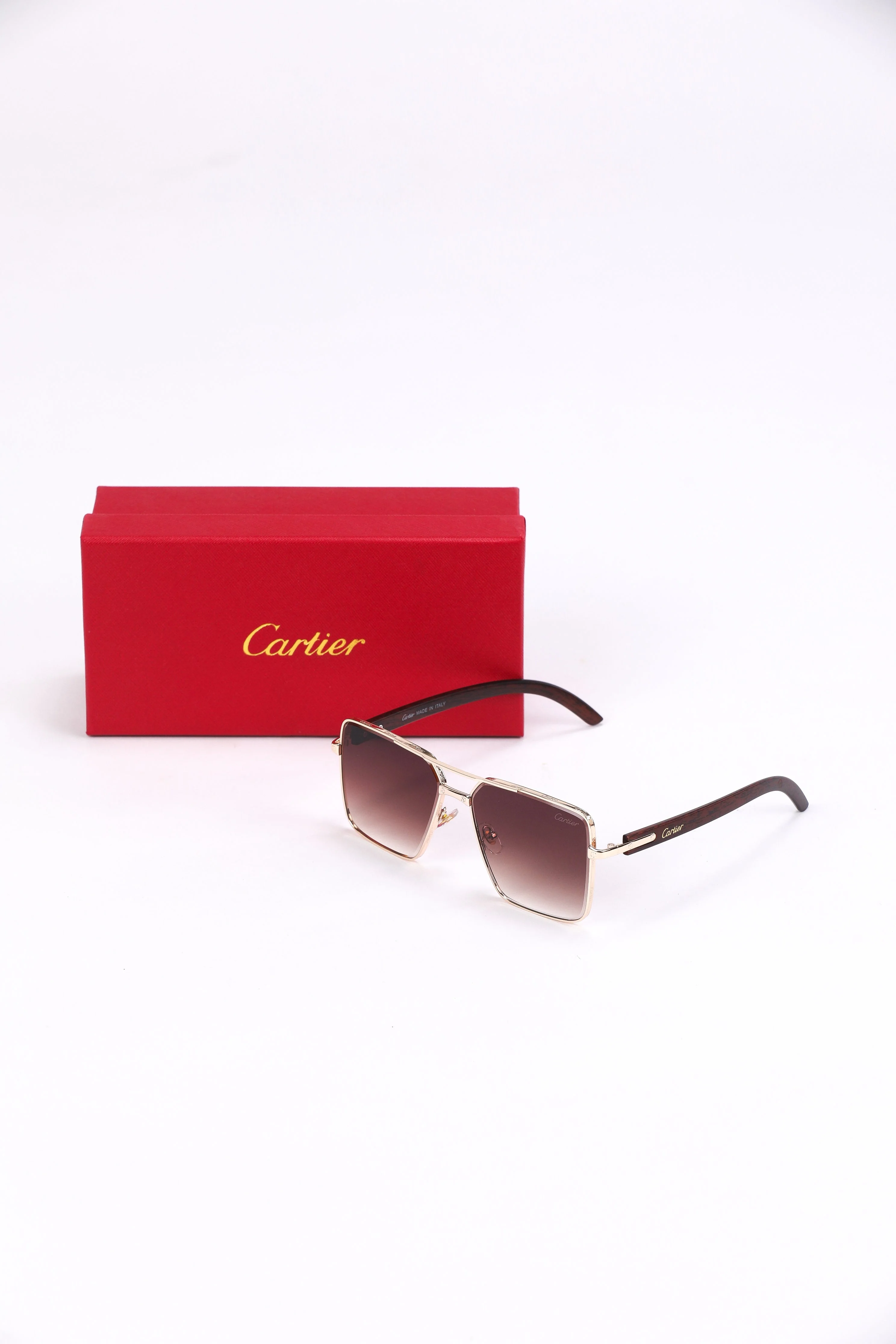 Cartier Square Sunglasses with Brown Gradient Lenses - Image 2