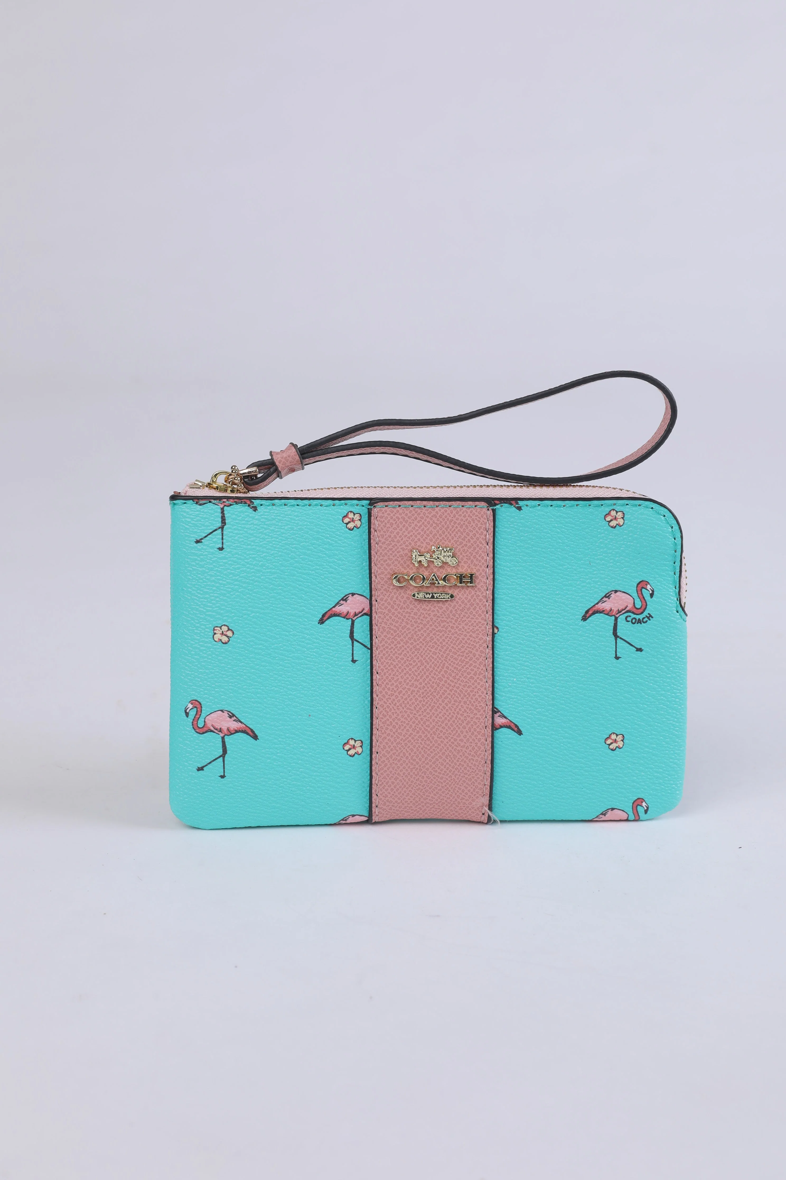 Coach Flamingo Print Wristlet – Aqua Multi - Image 4