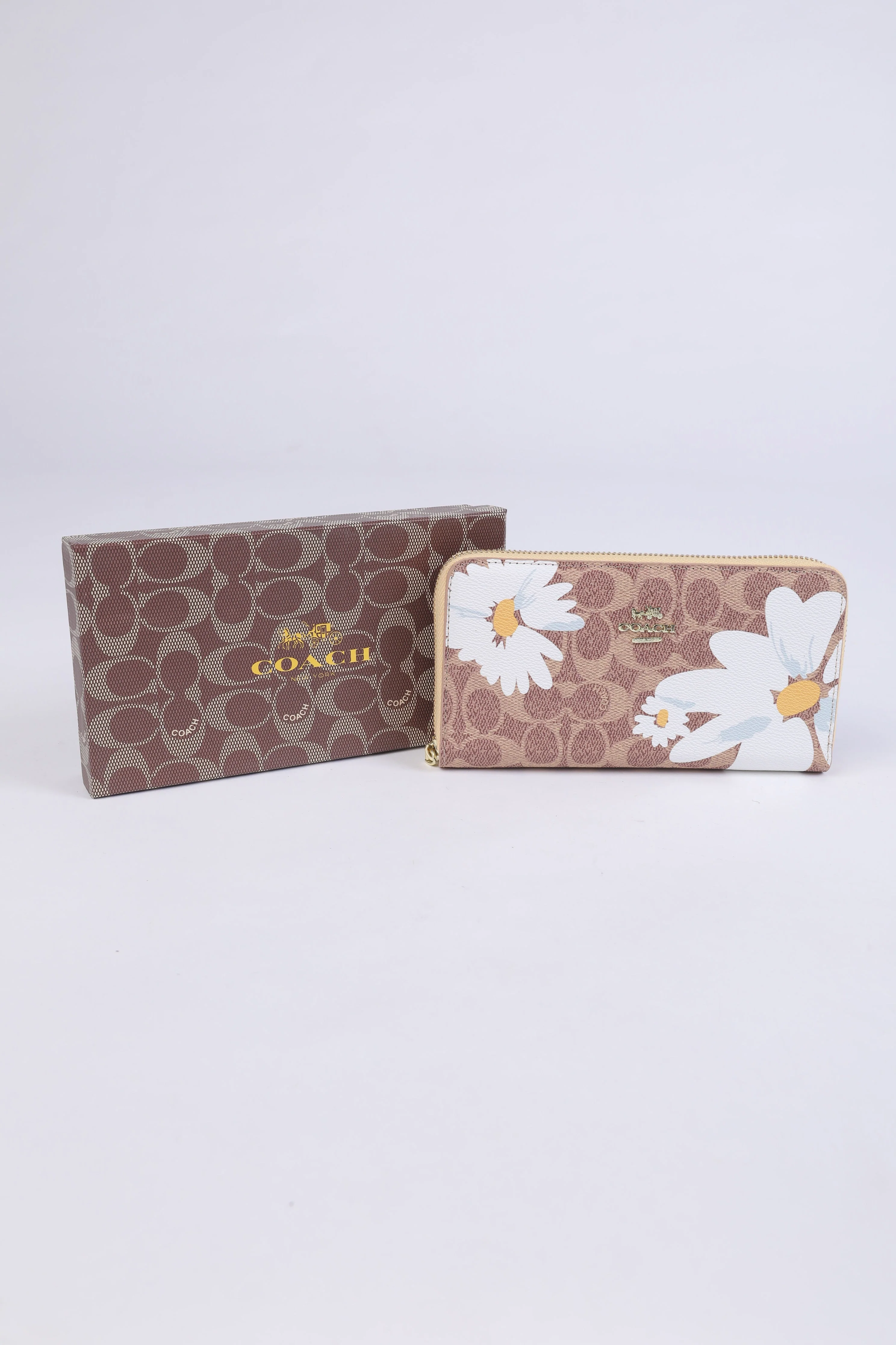 Coach Signature Floral Zip-Around Wallet