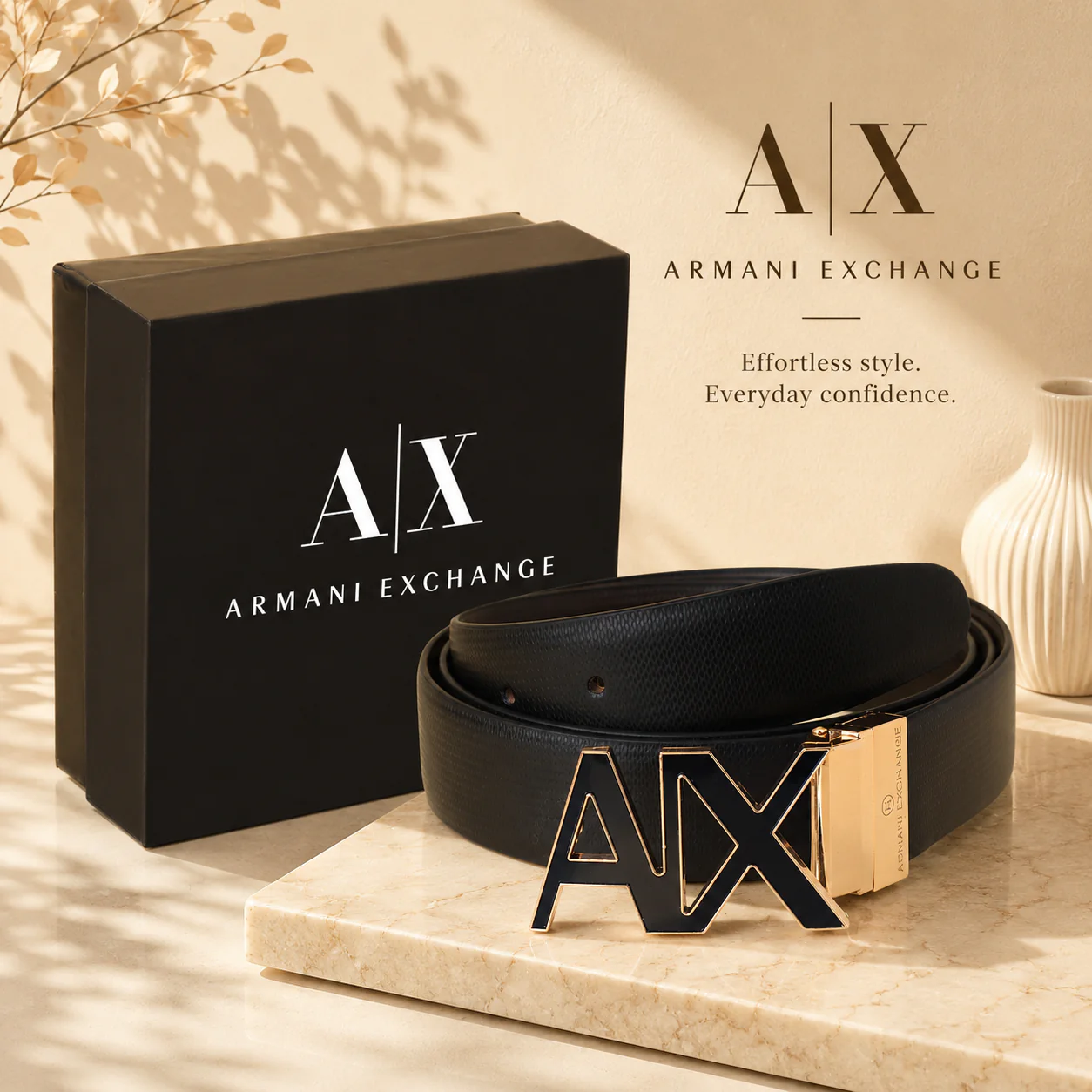 Exchange Gold AX Buckle Leather Belt