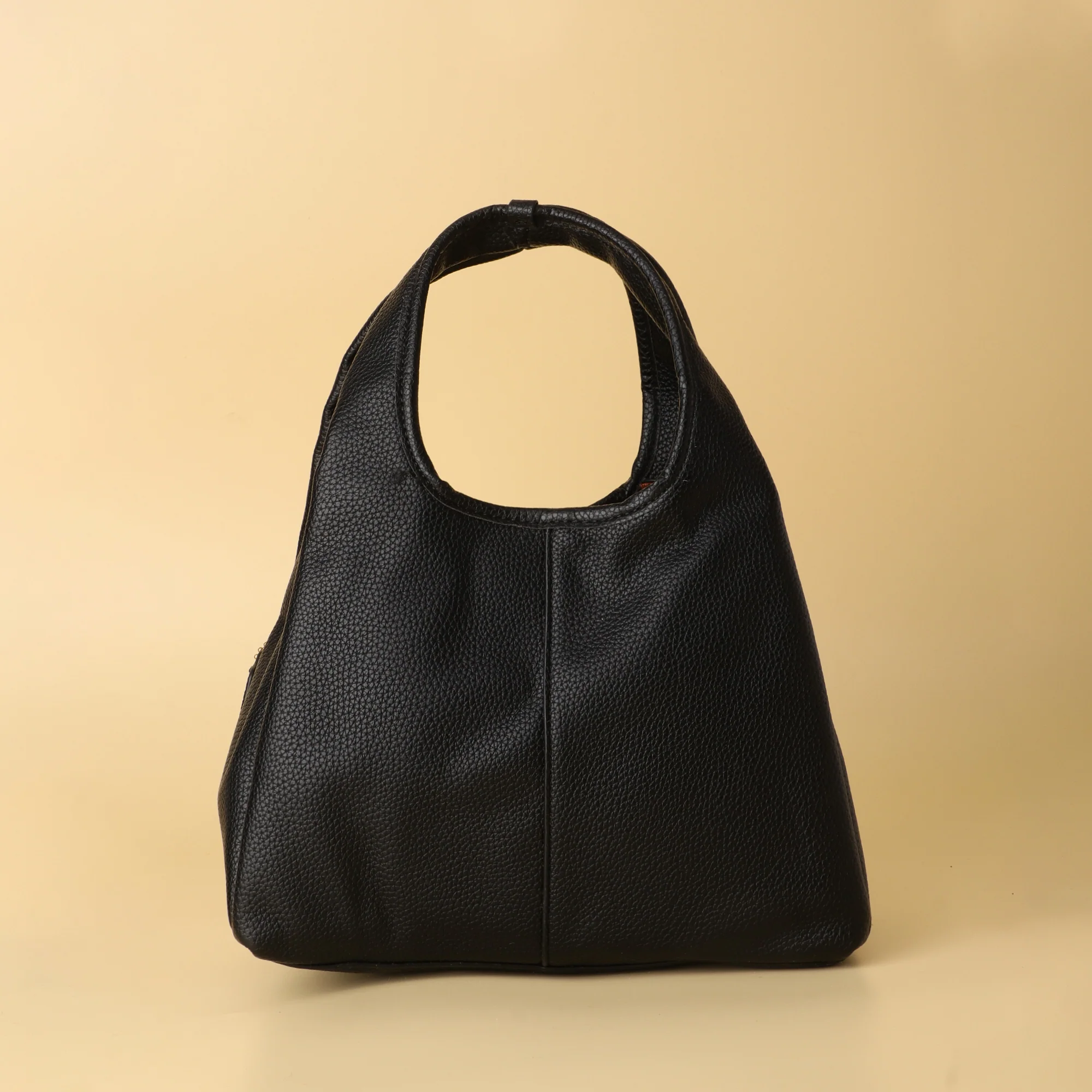 Pebbled Leather Hobo Bag in Black - Image 4