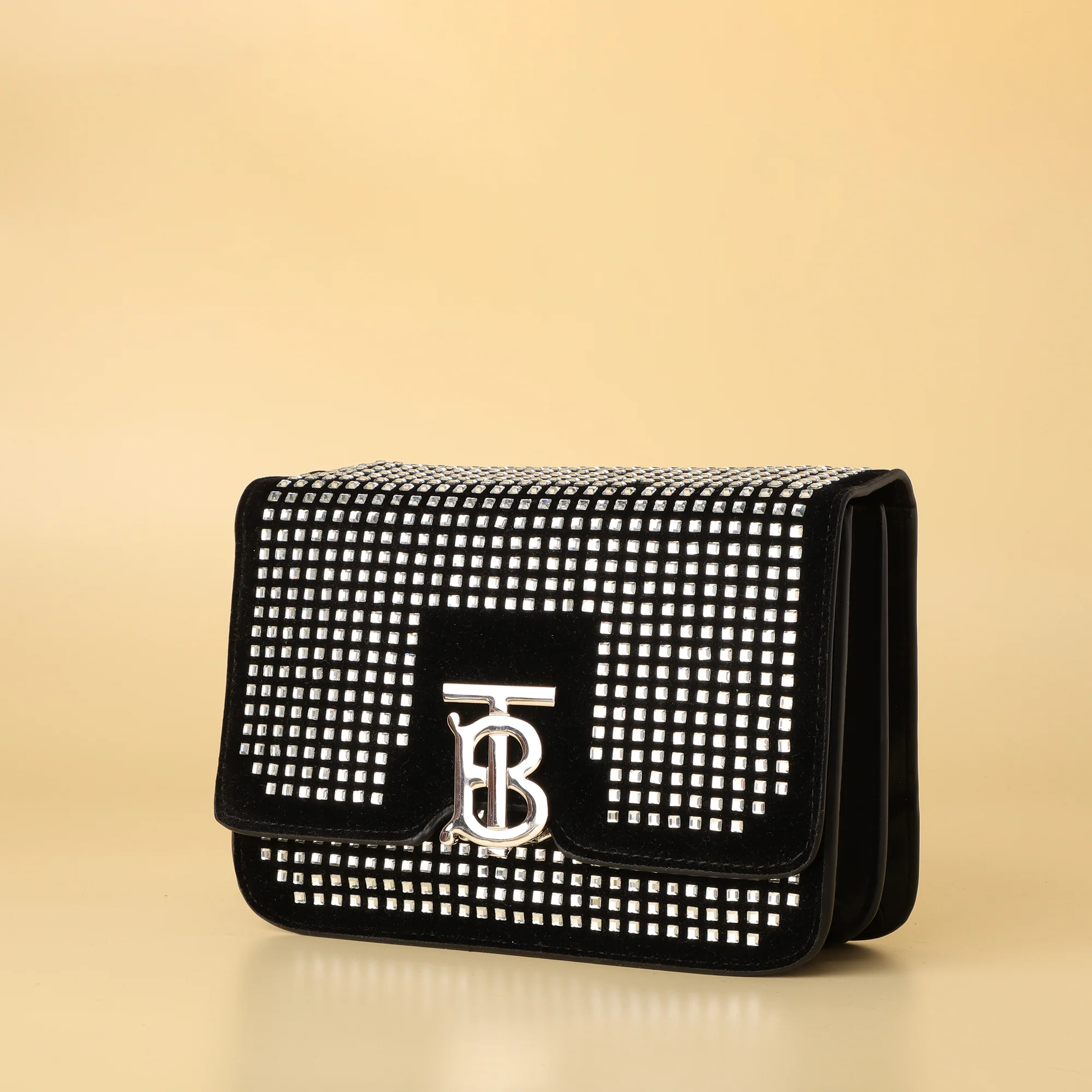 TB Monogram Studded Velvet Shoulder Bag - Image 3