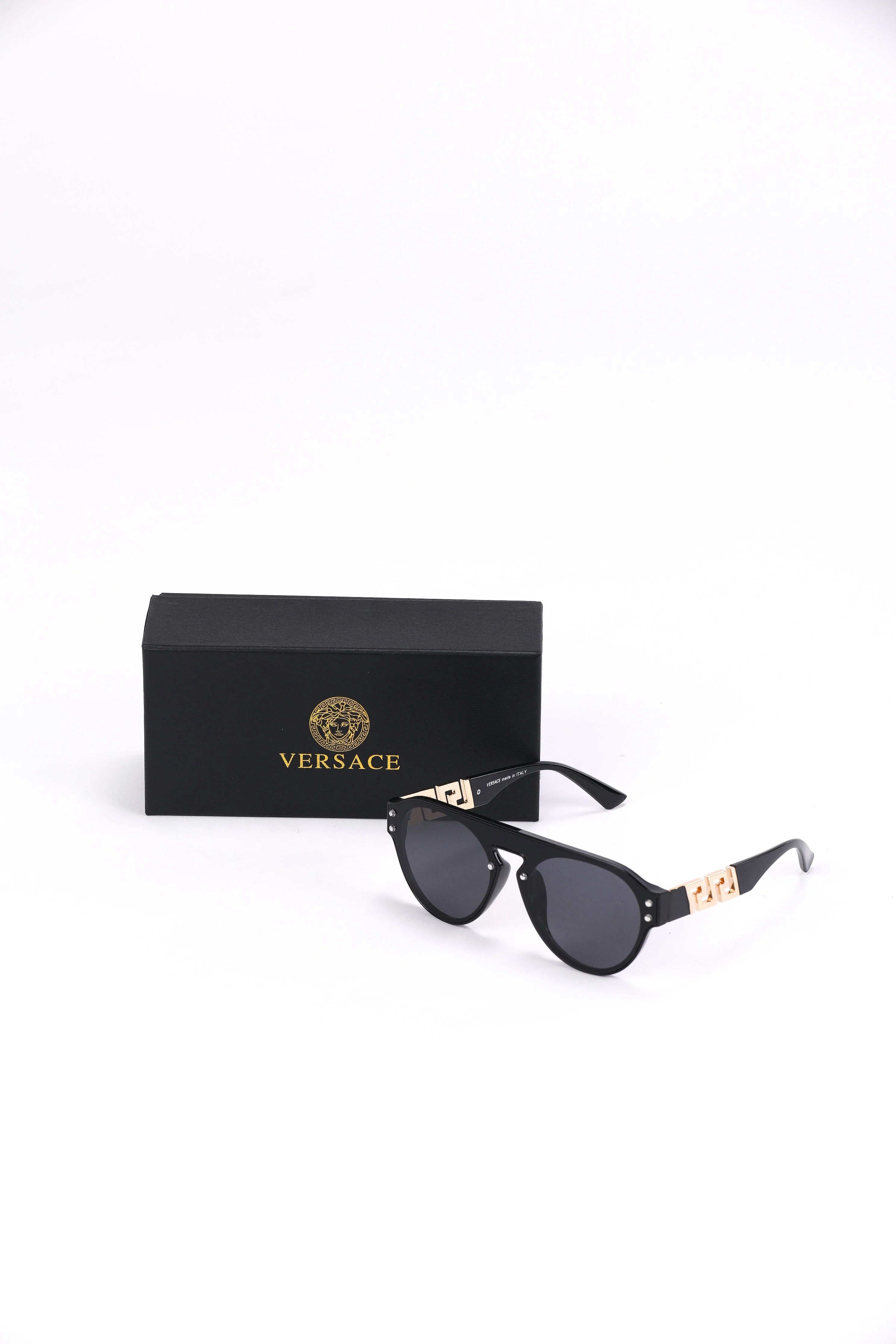 Versace Aviator Sunglasses – Gold Accents & Black Lenses - Image 2