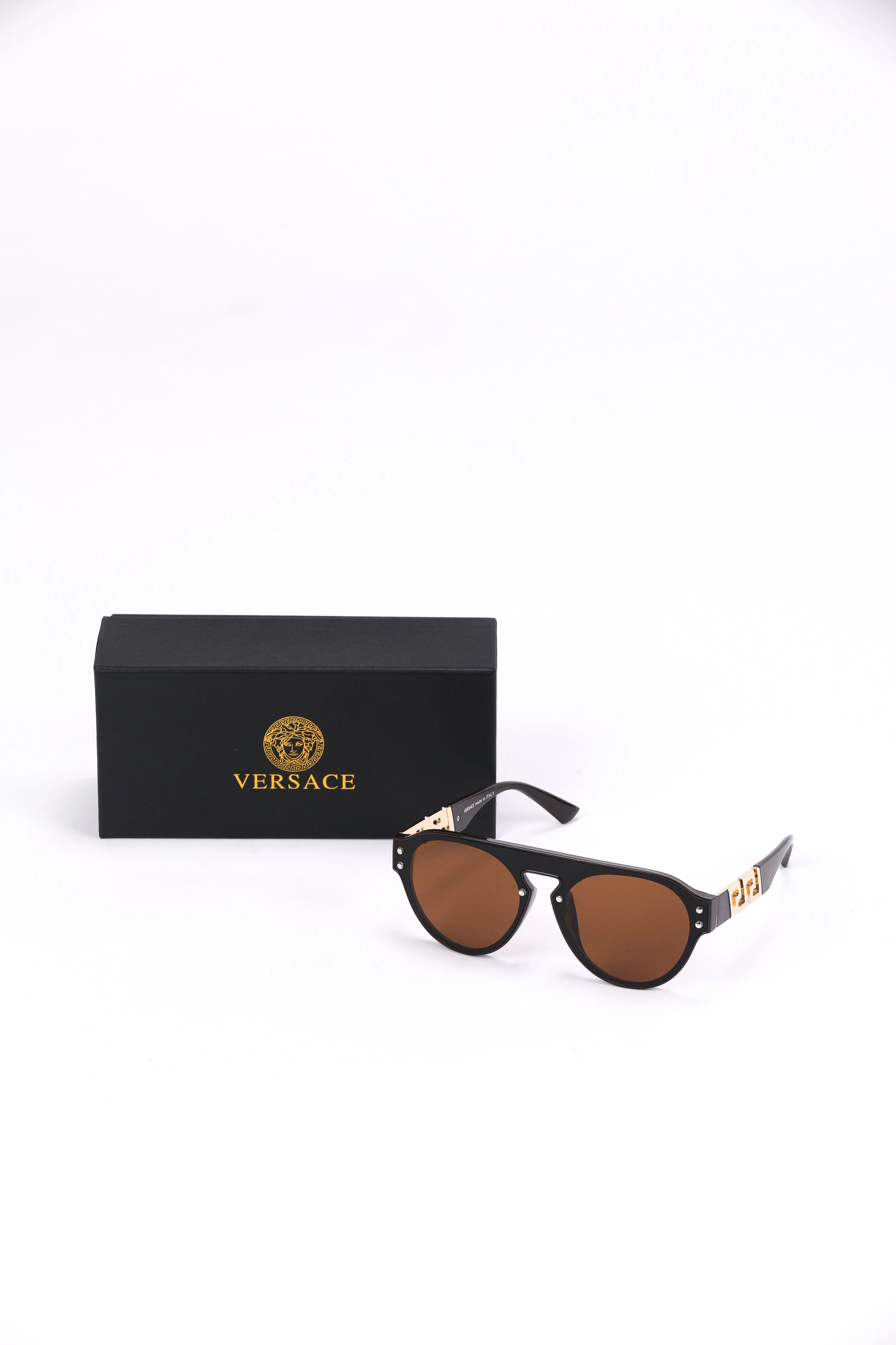 Versace Aviator Sunglasses – Gold Accents & Brown Lenses - Image 2
